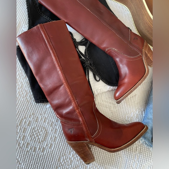 FRYE | Brick Red Heeled Boots - Picture 3 of 8